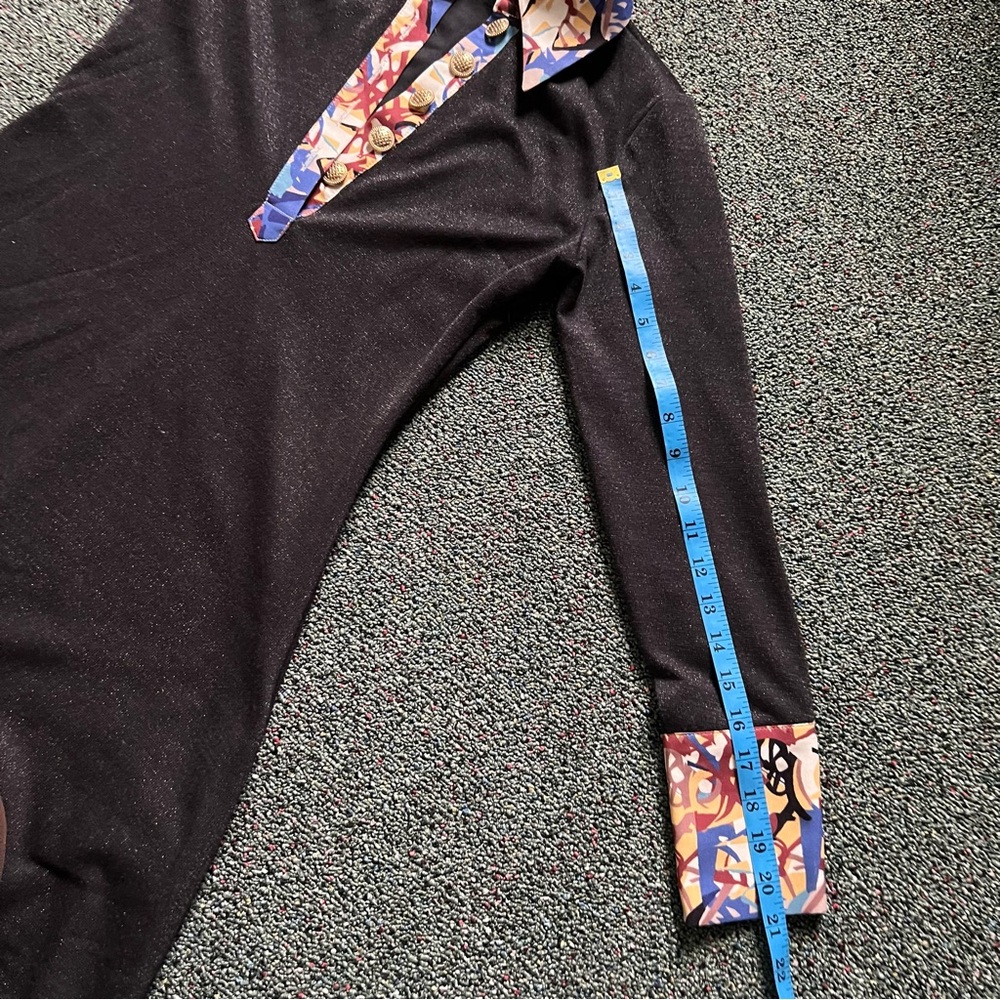 Modest Black Glitter & Vintage Floral Antique Gold Button Fit & Flare Dress Sz S - Picture 12 of 16